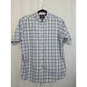 Architect Blue Gray Plaid Short Sleeve Button Shirt XLT